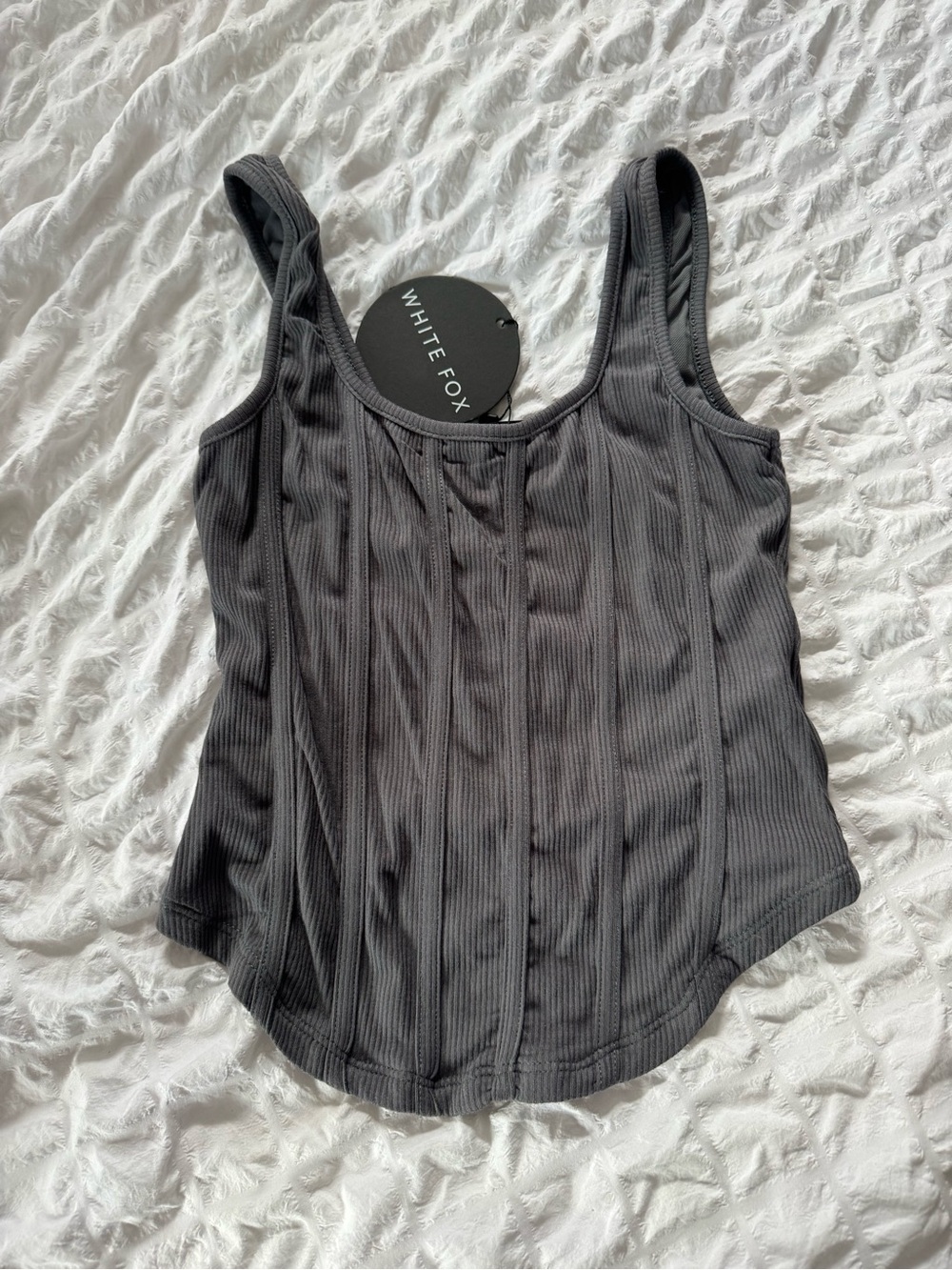 White Fox Boutique Charcoal Ribbed Tank